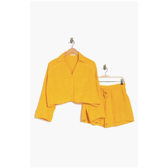 NWT AVEC LES FILLES Cotton Gauze Top & Shorts In Soft Tangerine L - Picture 2 of 9